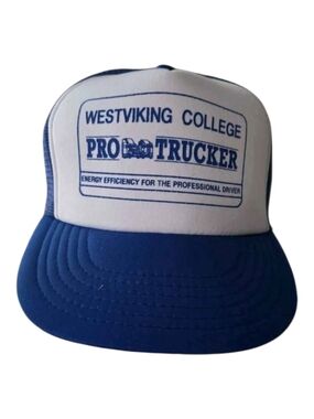 Westviking College Pro Trucker Snapback Hat, White & Blue Cap Baseball Blokecore